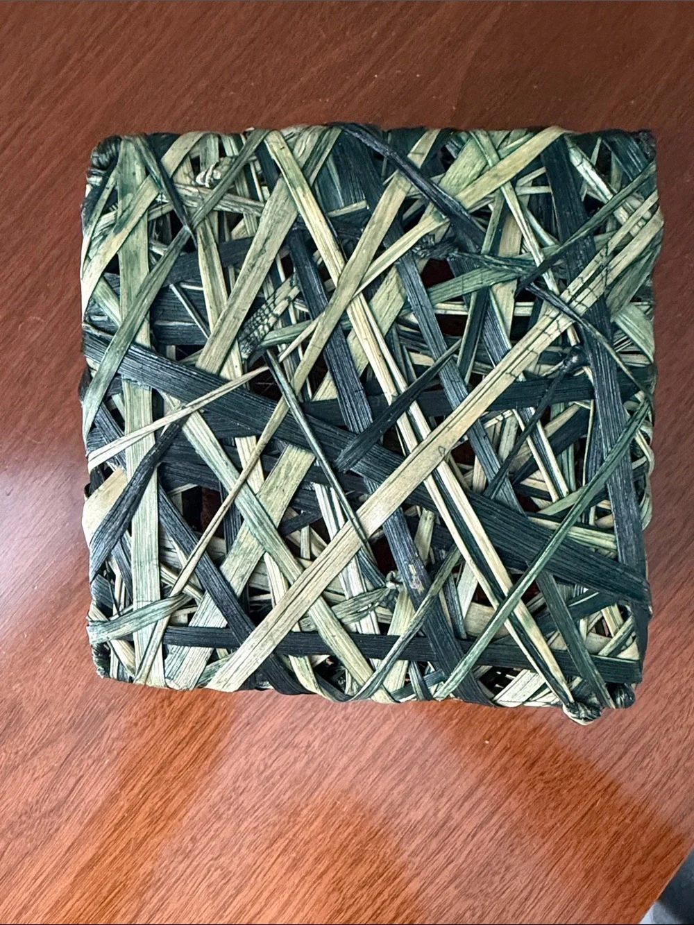 Woven Decorative Storage Box in Natural Brown and Black